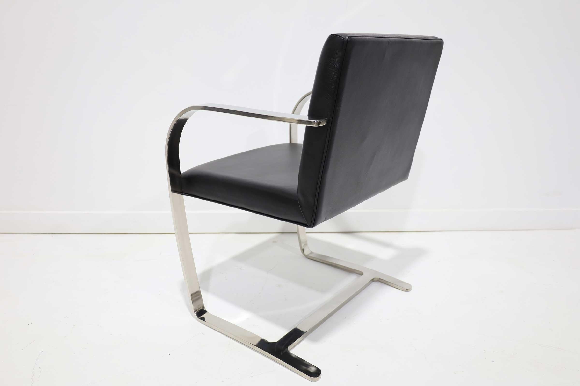 Mid-Century Modern Set of Six Brno Chairs in Black Faux Leather