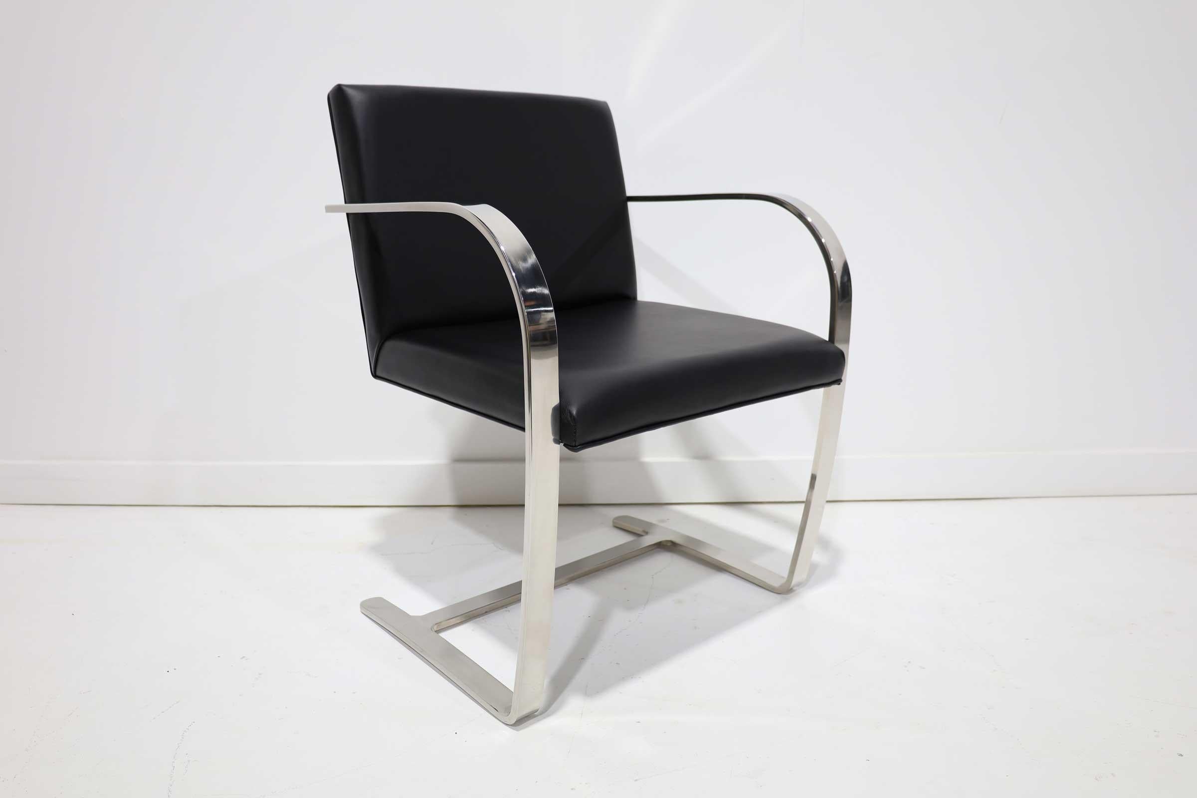 20th Century Set of Six Brno Chairs in Black Faux Leather