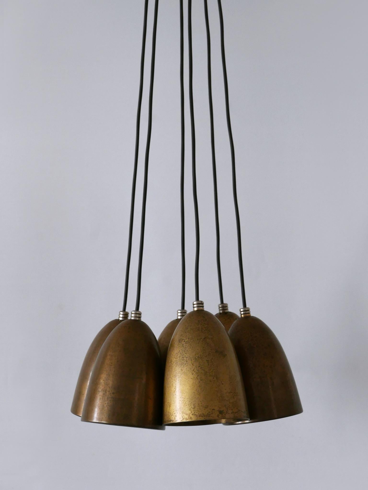 Set di sei lampade a sospensione in bronzo anodizzato o luci a sospensione anni '80 Germania in vendita 5