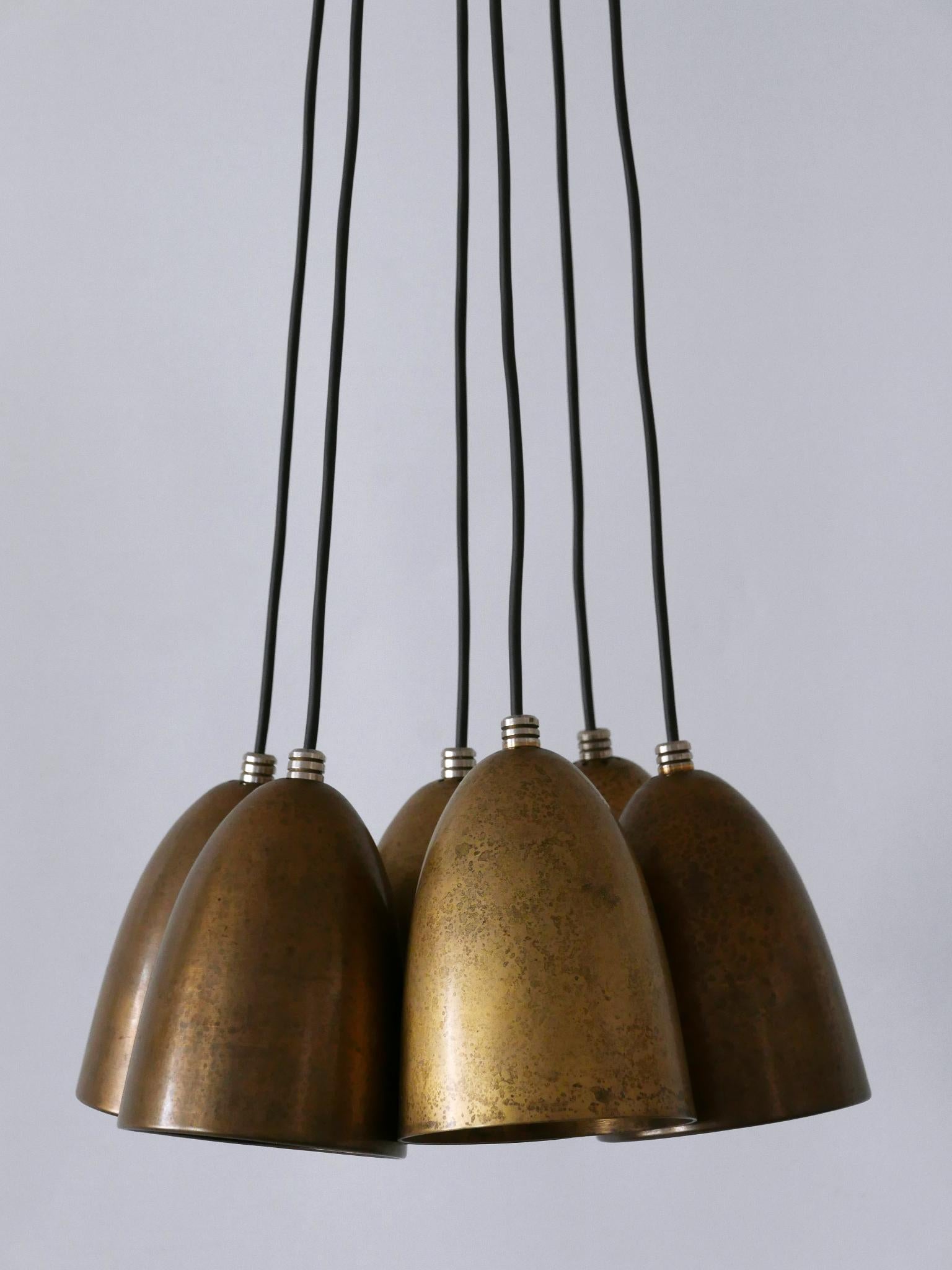 Set di sei lampade a sospensione in bronzo anodizzato o luci a sospensione anni '80 Germania in vendita 7