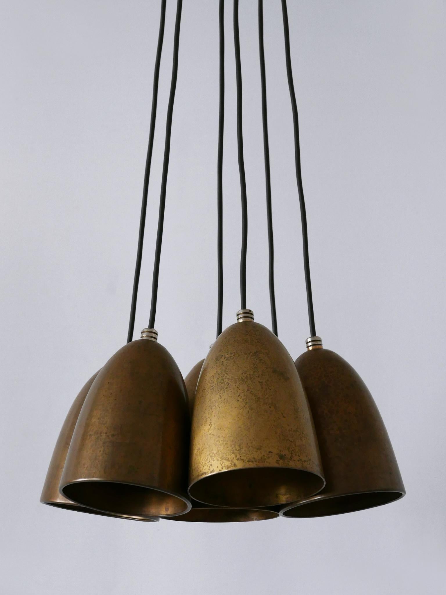 Set di sei lampade a sospensione in bronzo anodizzato o luci a sospensione anni '80 Germania in vendita 9