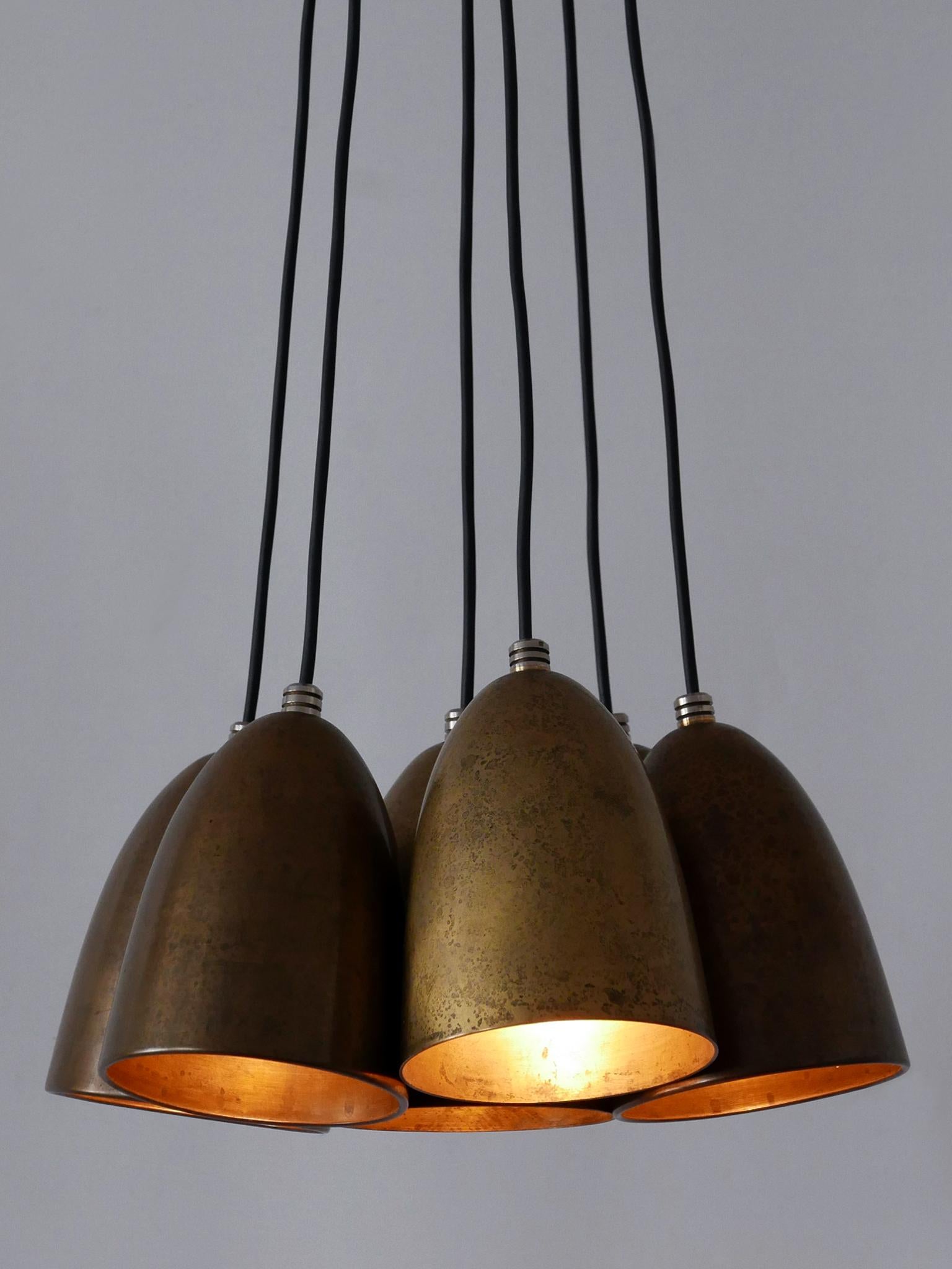 Set di sei lampade a sospensione in bronzo anodizzato o luci a sospensione anni '80 Germania in vendita 10