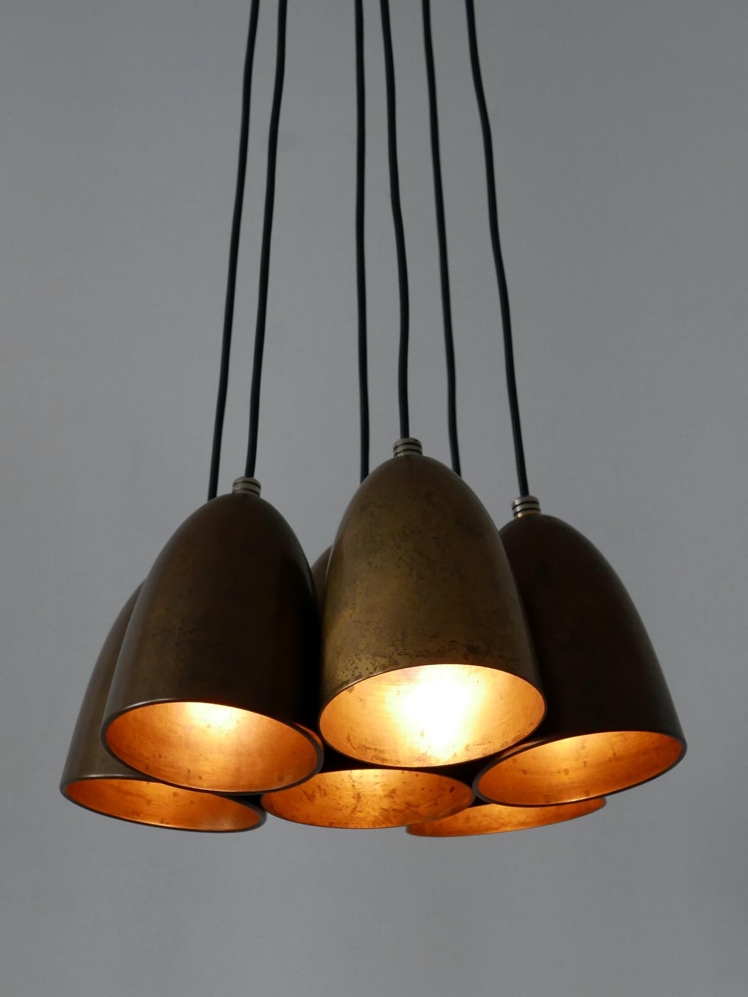 Set di sei lampade a sospensione in bronzo anodizzato o luci a sospensione anni '80 Germania in vendita 11