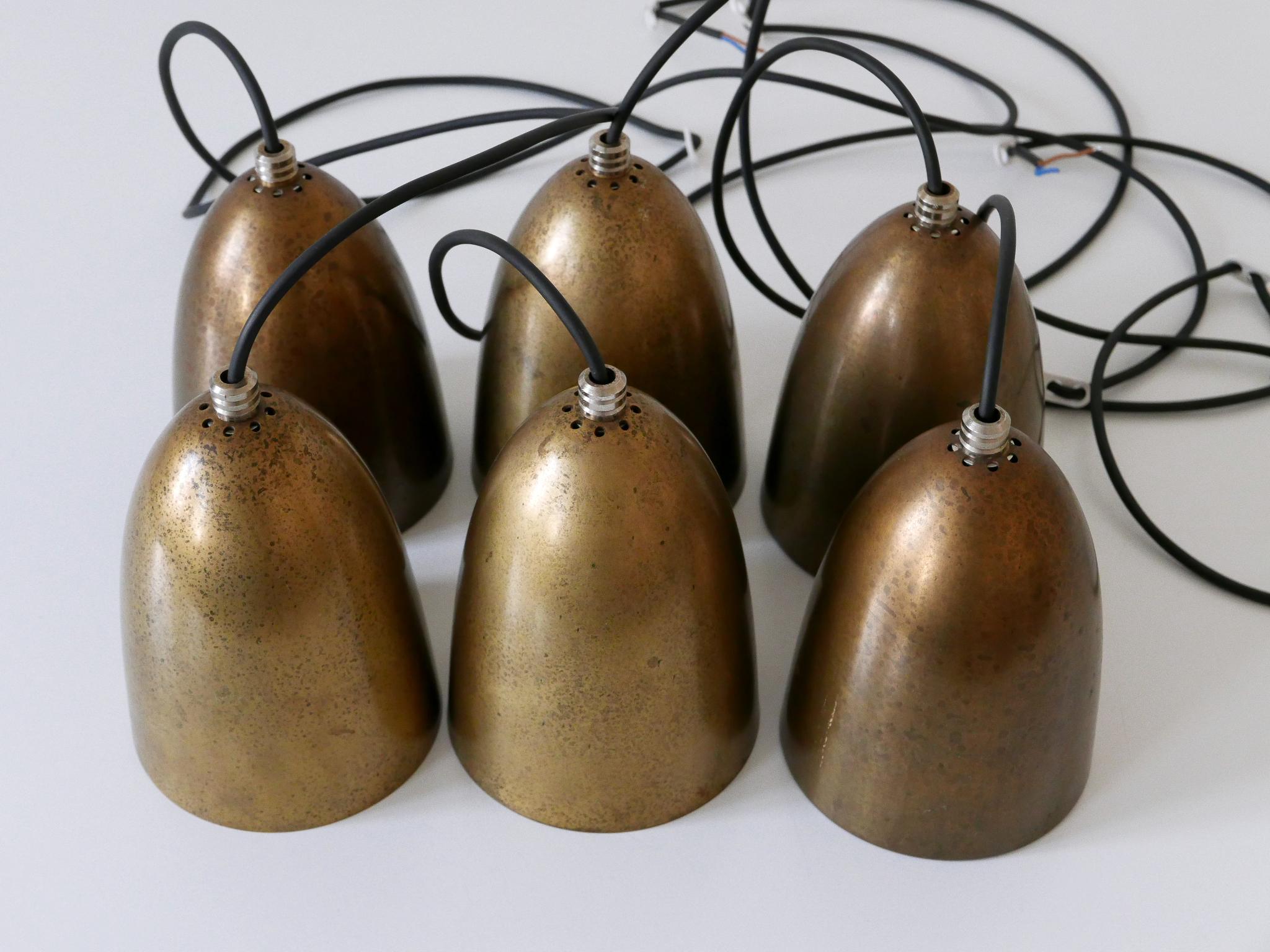 Set di sei lampade a sospensione in bronzo anodizzato o luci a sospensione anni '80 Germania in vendita 12