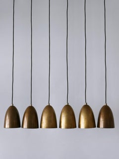 Set of Six Bronze Anodized Pendant Lamps or Hanging Lights 1980s Germany