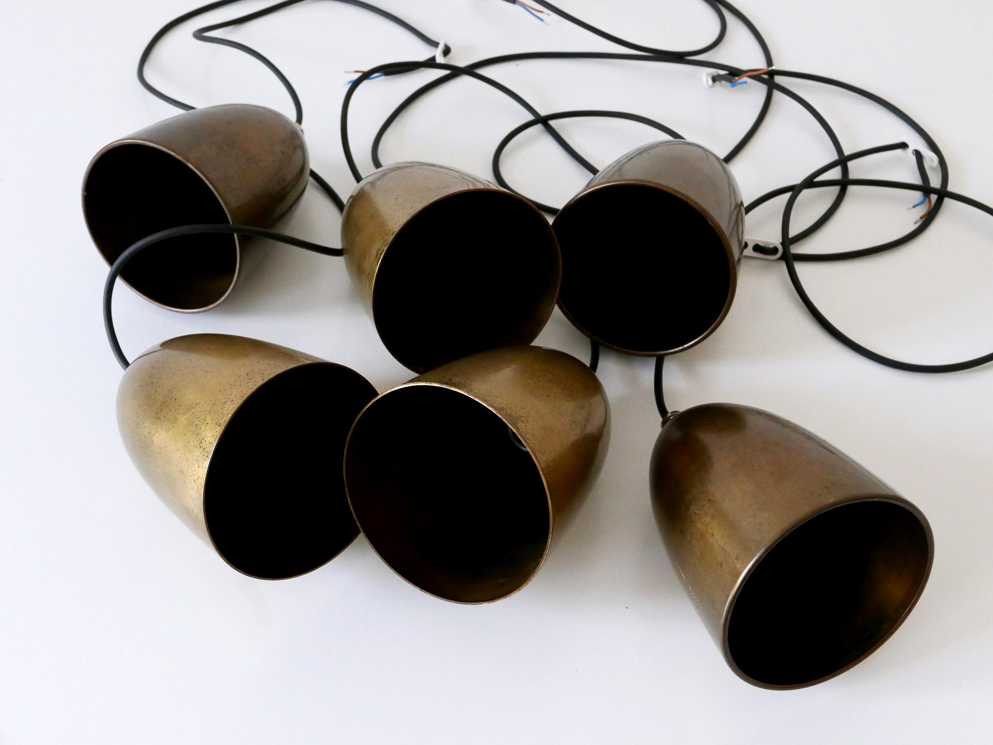Set di sei lampade a sospensione in bronzo anodizzato o luci a sospensione anni '80 Germania in vendita 13