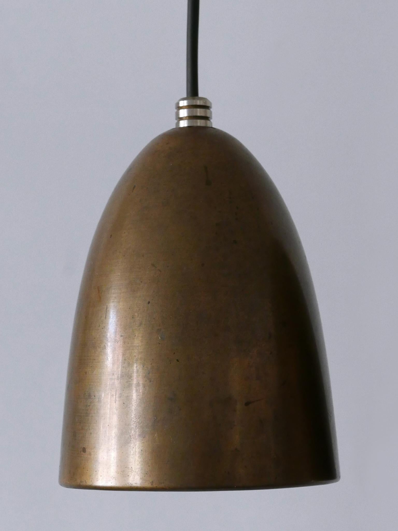 Set di sei lampade a sospensione in bronzo anodizzato o luci a sospensione anni '80 Germania In condizioni buone in vendita a Munich, DE