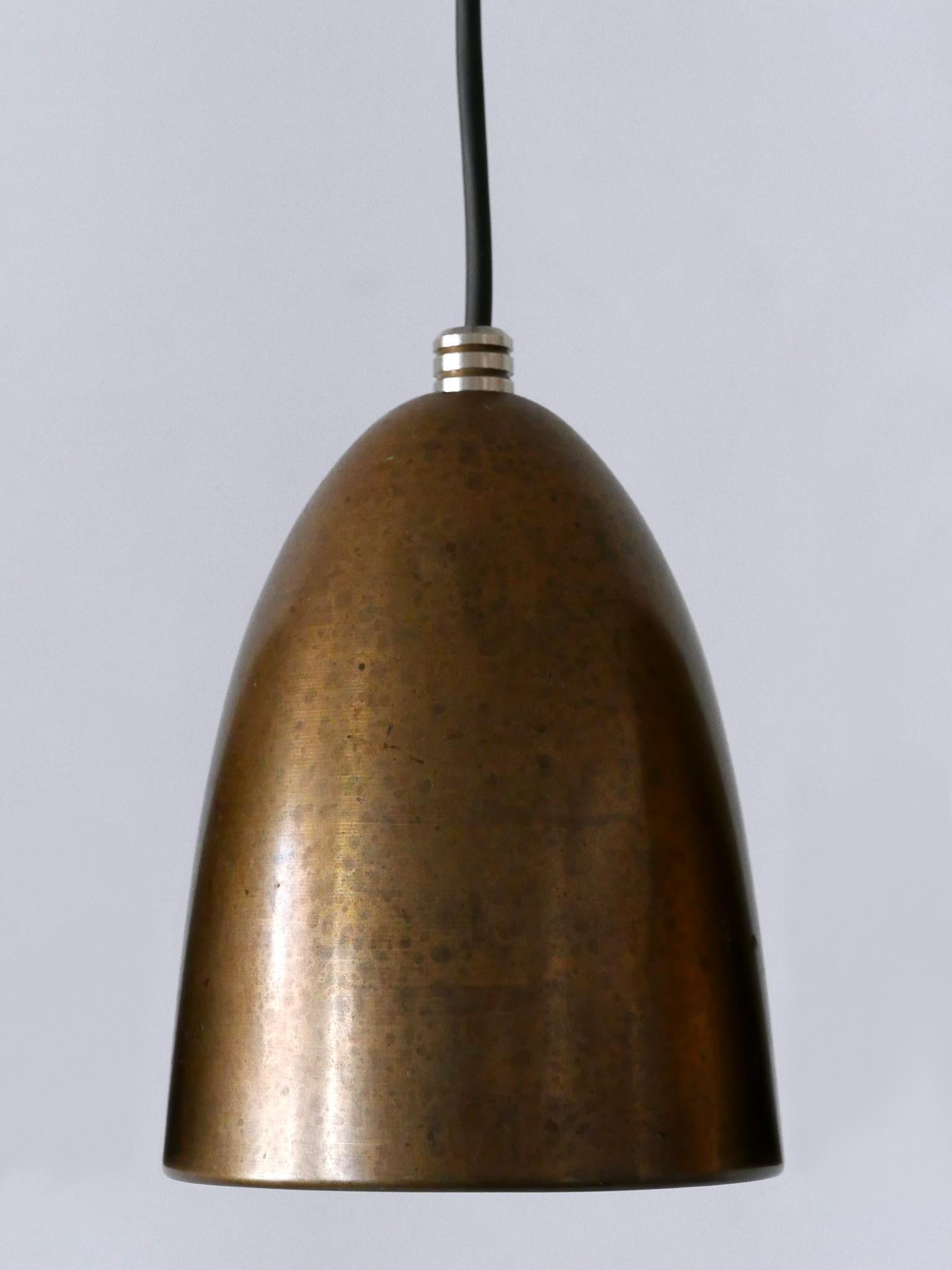 Fine XX secolo Set di sei lampade a sospensione in bronzo anodizzato o luci a sospensione anni '80 Germania in vendita