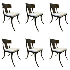 Set of Six Bronze Klismos Dining Chairs by Michael Taylor