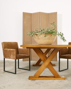 Set of Six Bronzed Steel Sled Style Dining Chairs