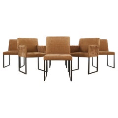 Set of Six Bronzed Steel Sled Style Dining Chairs