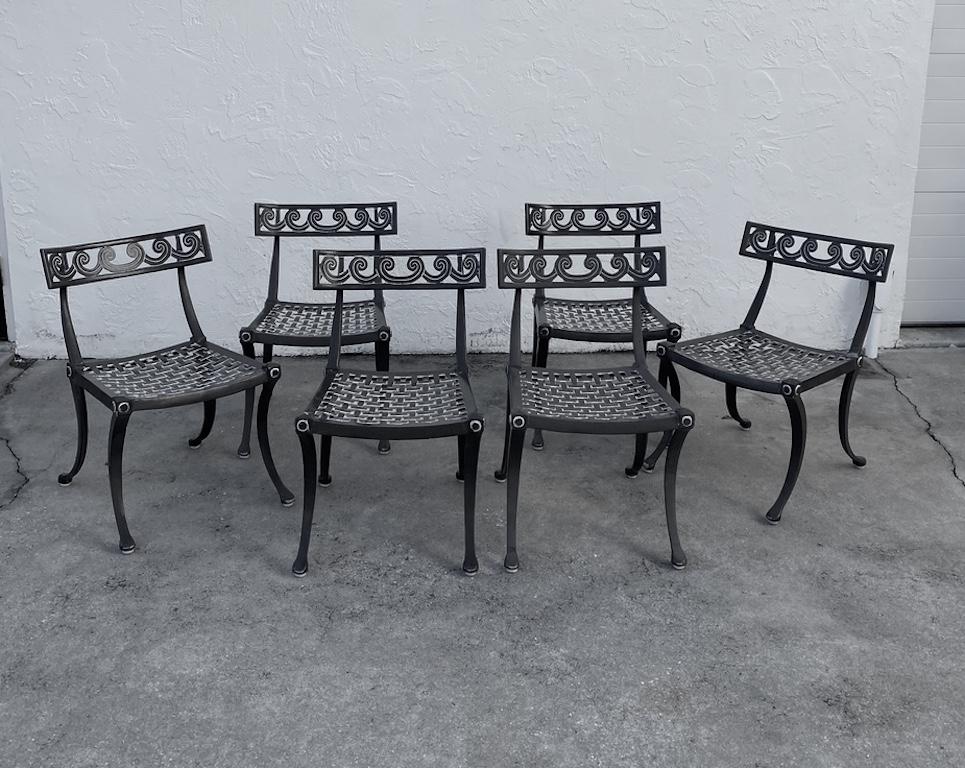 Neoclassical Revival Set of Six Brown Jordan Klismos Chairs