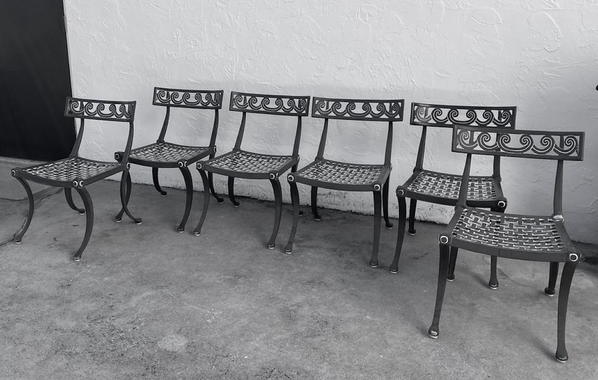American Set of Six Brown Jordan Klismos Chairs