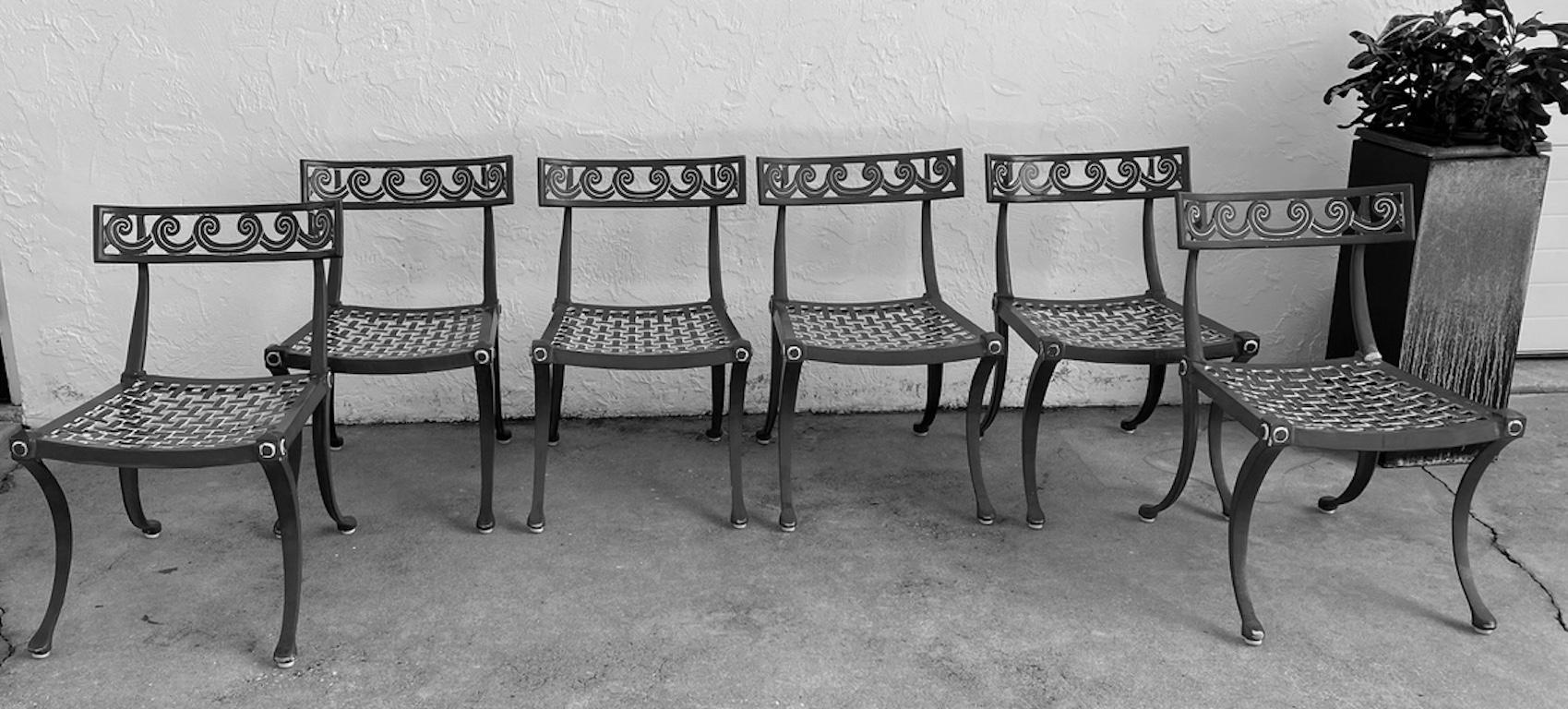Cast Set of Six Brown Jordan Klismos Chairs