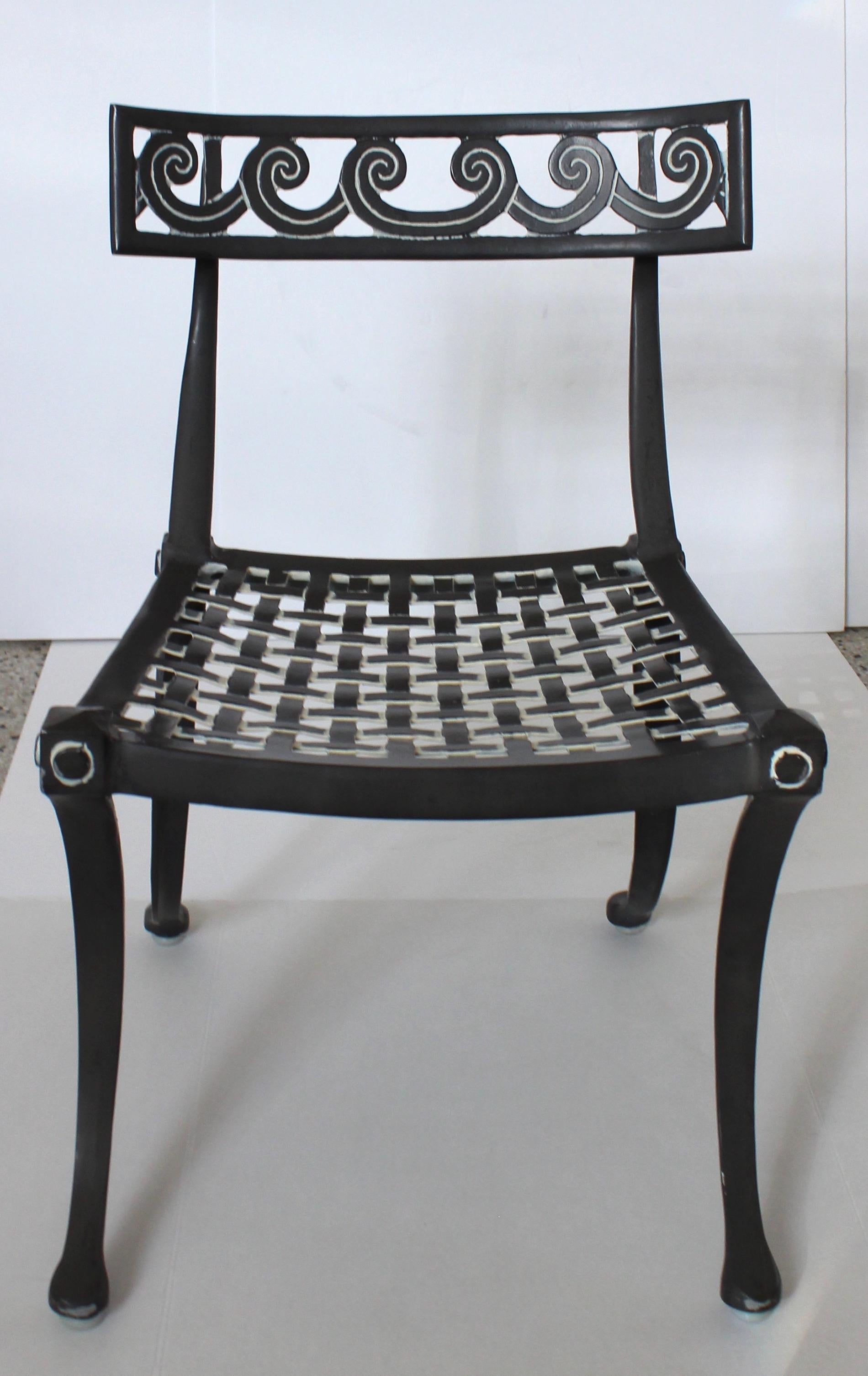 Aluminum Set of Six Brown Jordan Klismos Chairs
