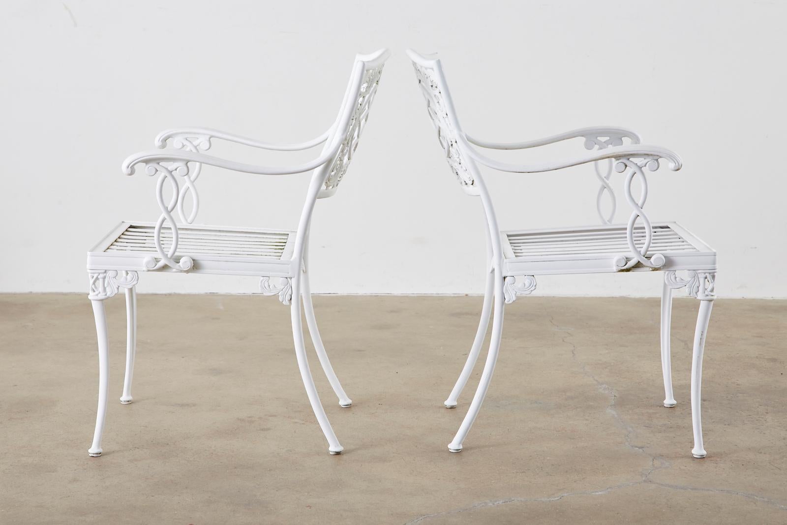 Set of Six Brown Jordan Neoclassical Aluminum Garden Chairs 4