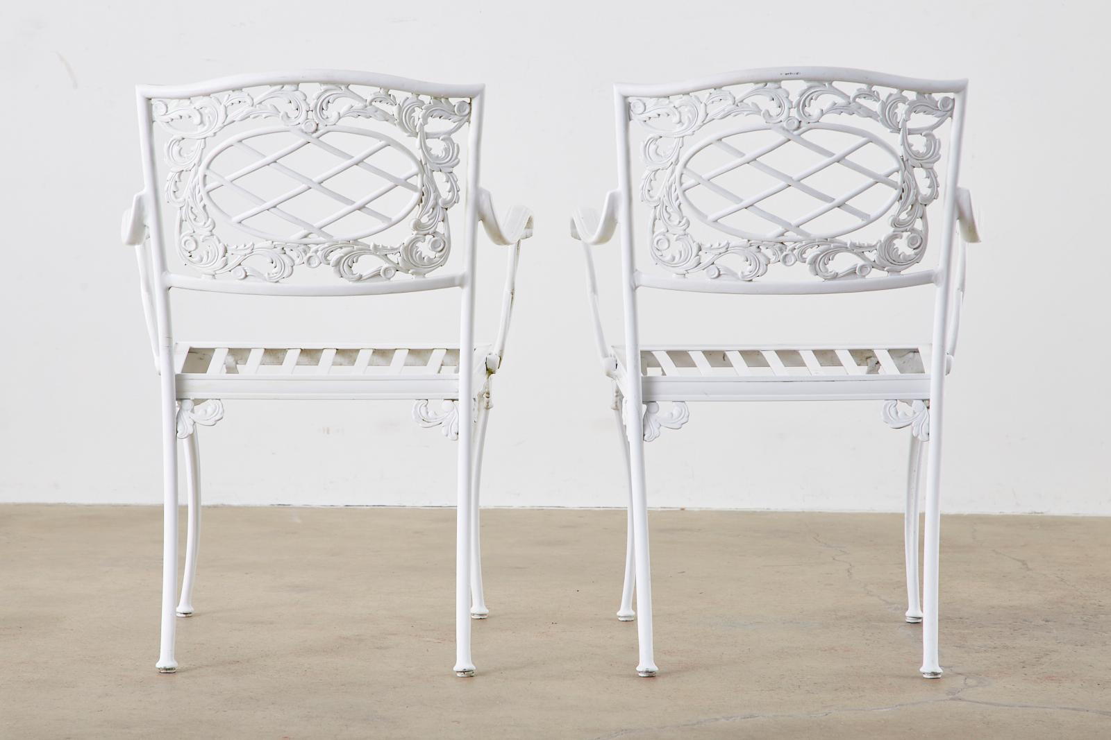 Set of Six Brown Jordan Neoclassical Aluminum Garden Chairs 6