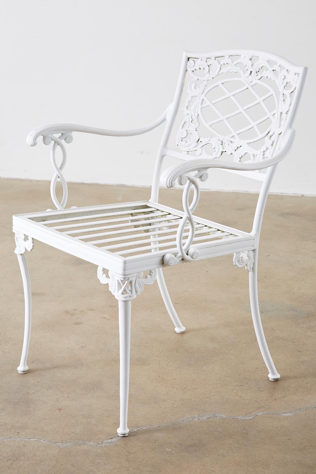 Set of Six Brown Jordan Neoclassical Aluminum Garden Chairs 7