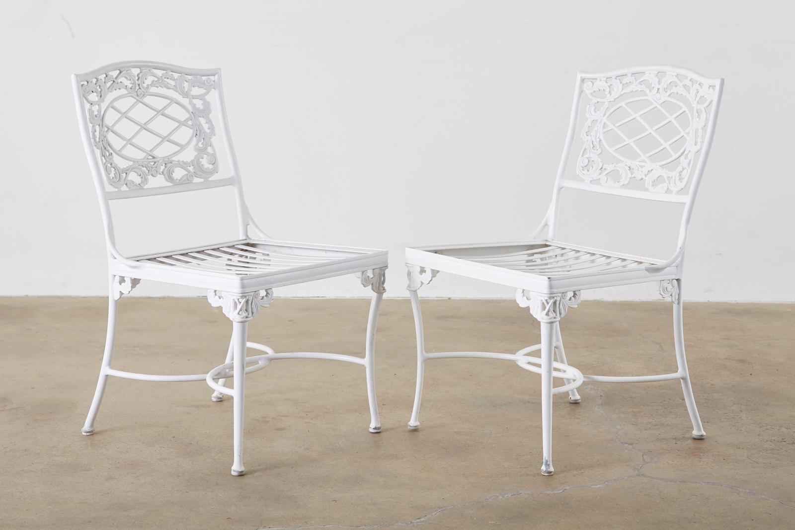 Set of Six Brown Jordan Neoclassical Aluminum Garden Chairs 10