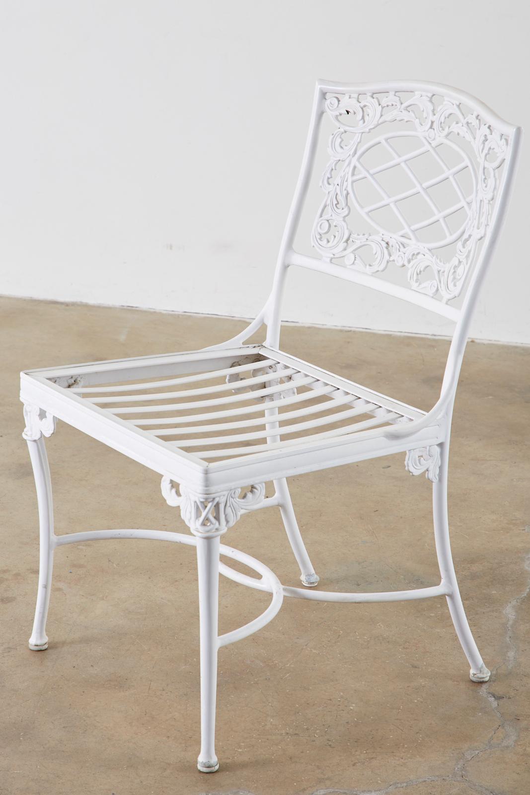 Set of Six Brown Jordan Neoclassical Aluminum Garden Chairs 13