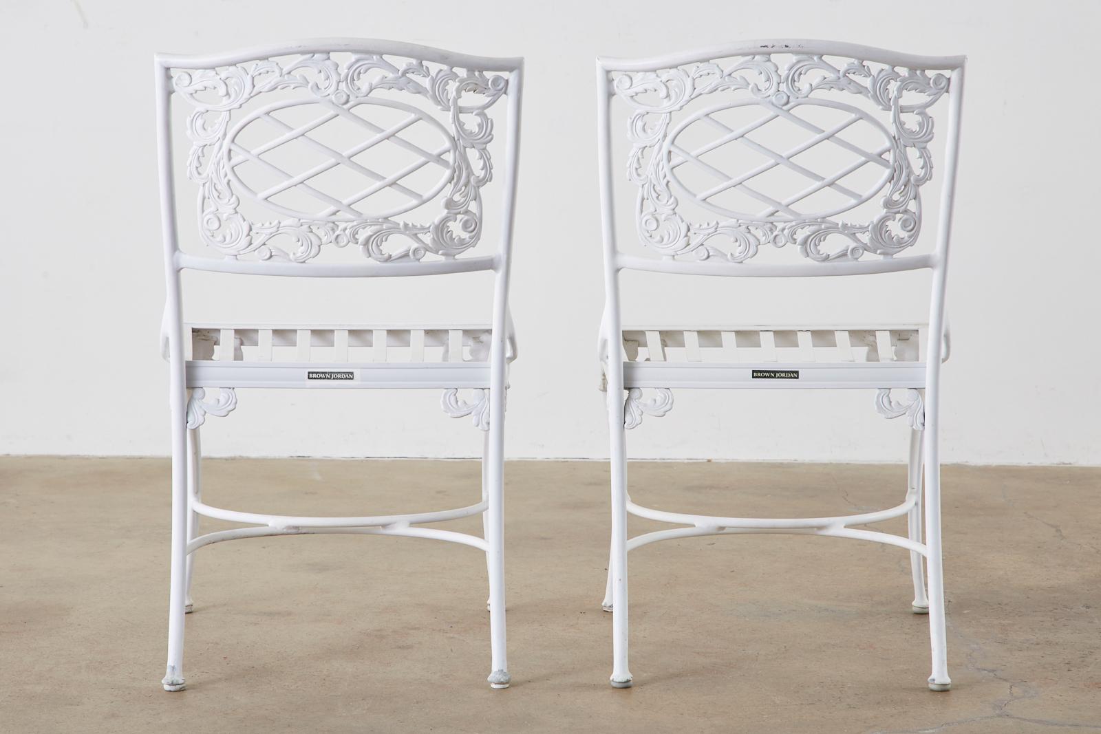 Set of Six Brown Jordan Neoclassical Aluminum Garden Chairs 14