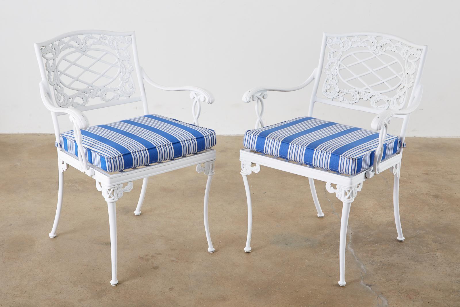 American Set of Six Brown Jordan Neoclassical Aluminum Garden Chairs