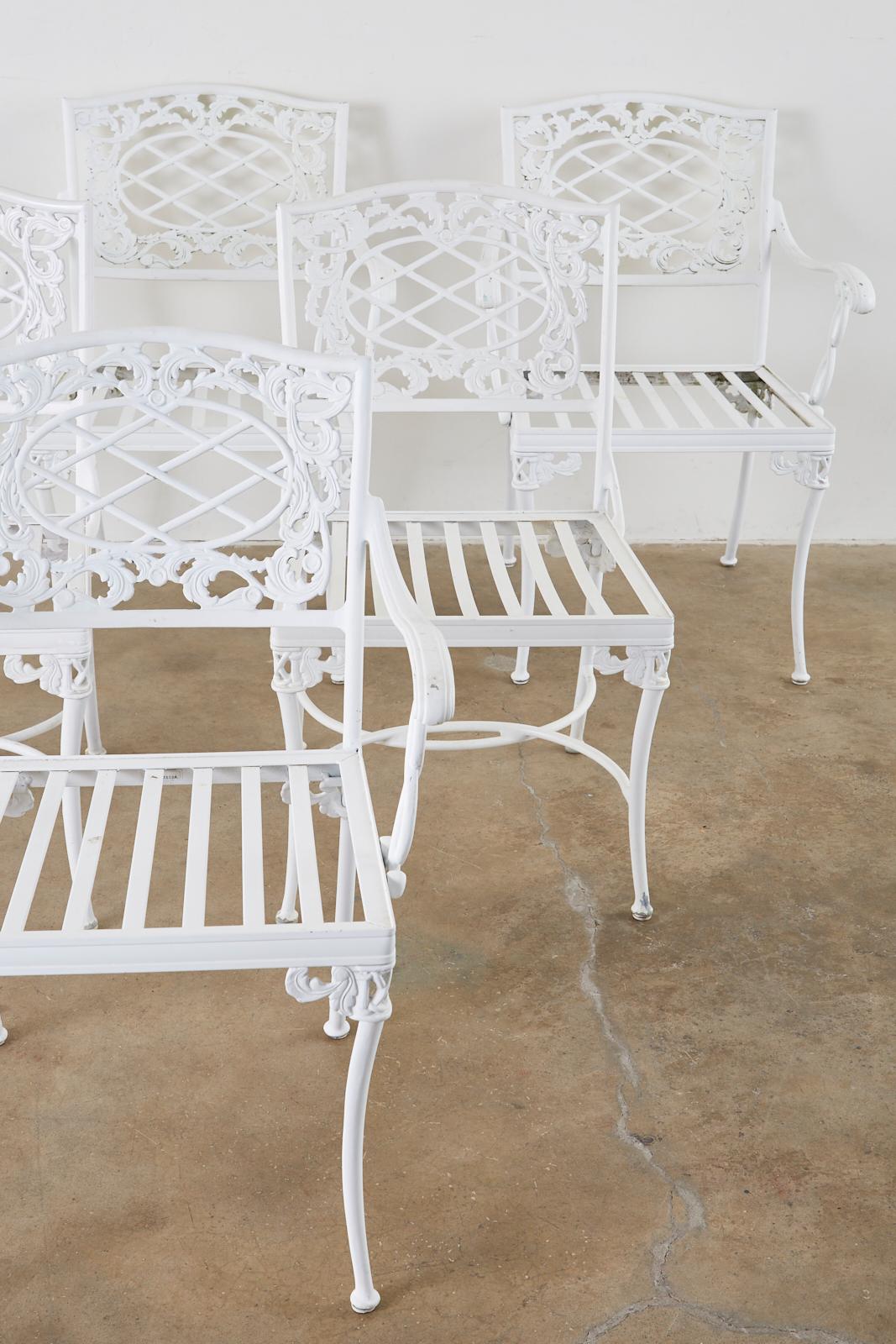 20th Century Set of Six Brown Jordan Neoclassical Aluminum Garden Chairs