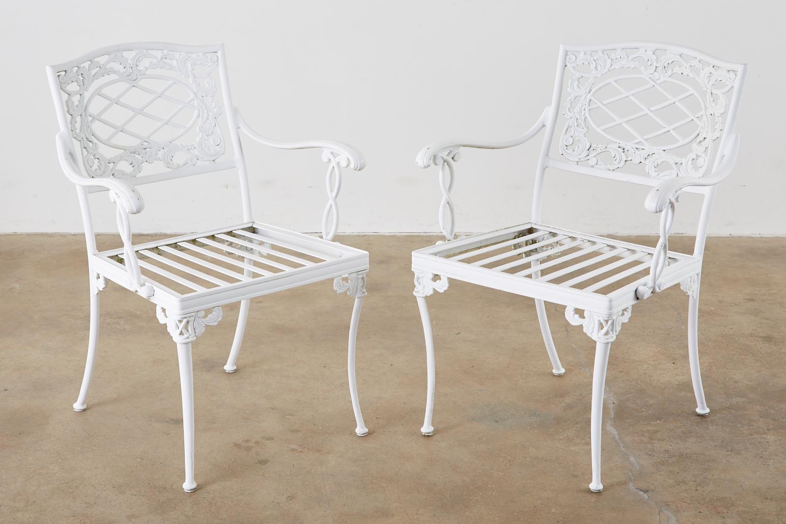 Set of Six Brown Jordan Neoclassical Aluminum Garden Chairs 2