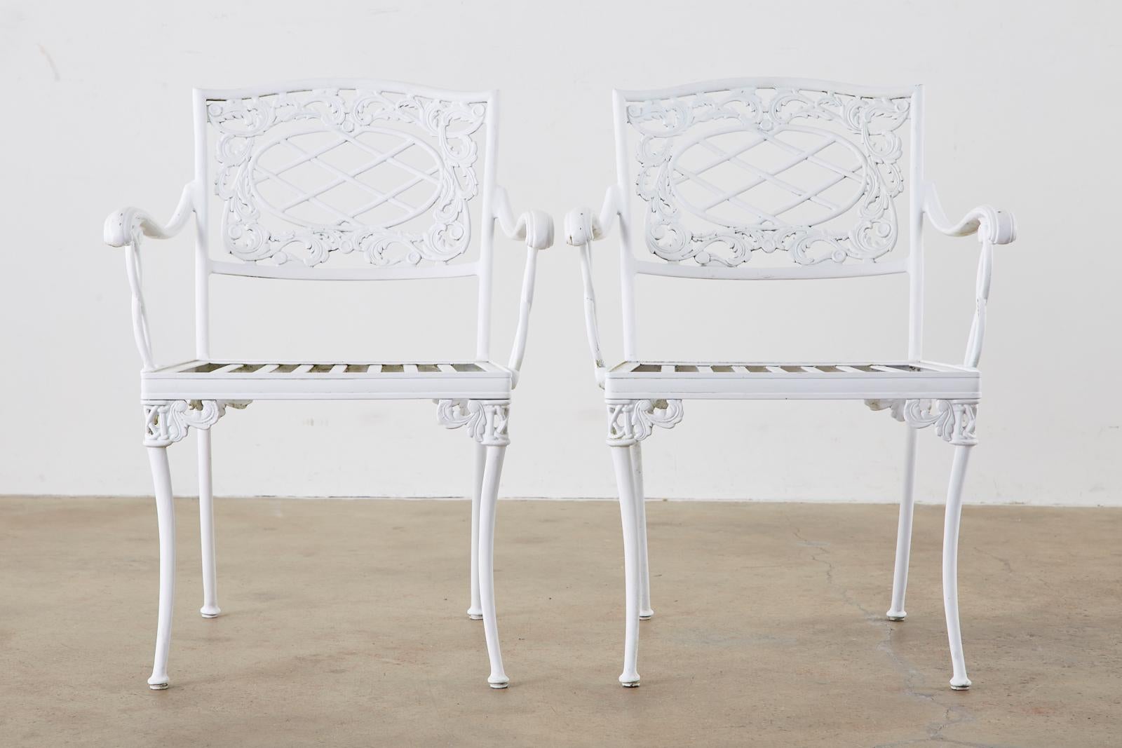 Set of Six Brown Jordan Neoclassical Aluminum Garden Chairs 3
