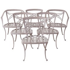 Set of Six Brown Jordan Neoclassical Garden Dining Chairs