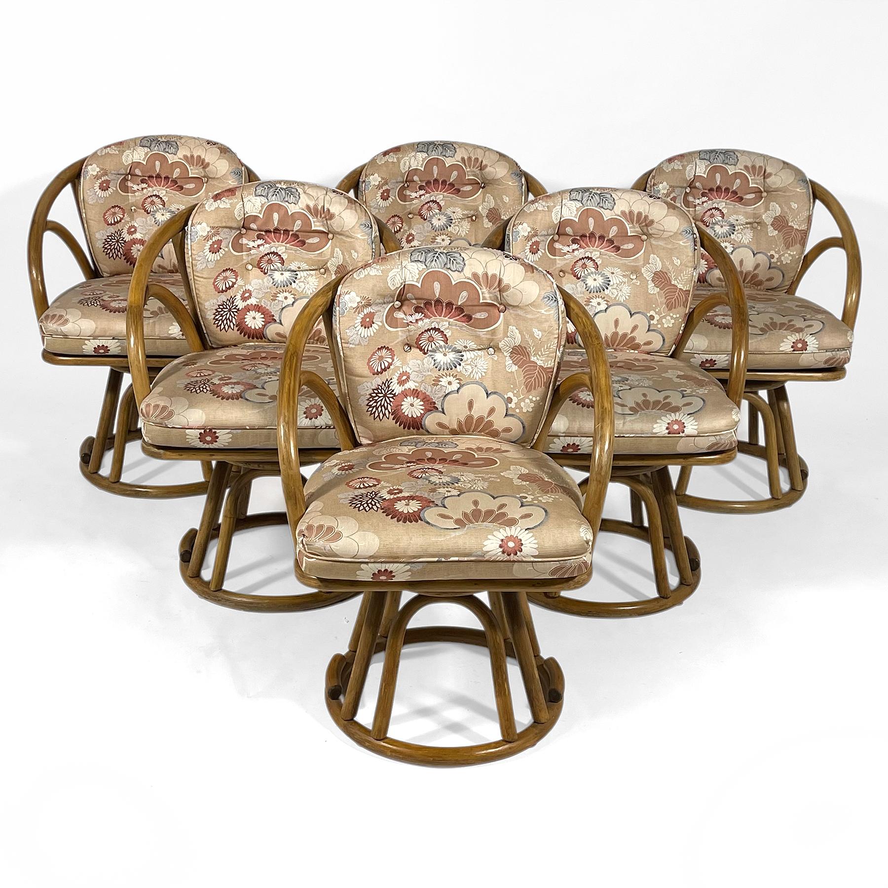 Ensemble de six fauteuils pivotants en rotin Brown Jordan en vente 4