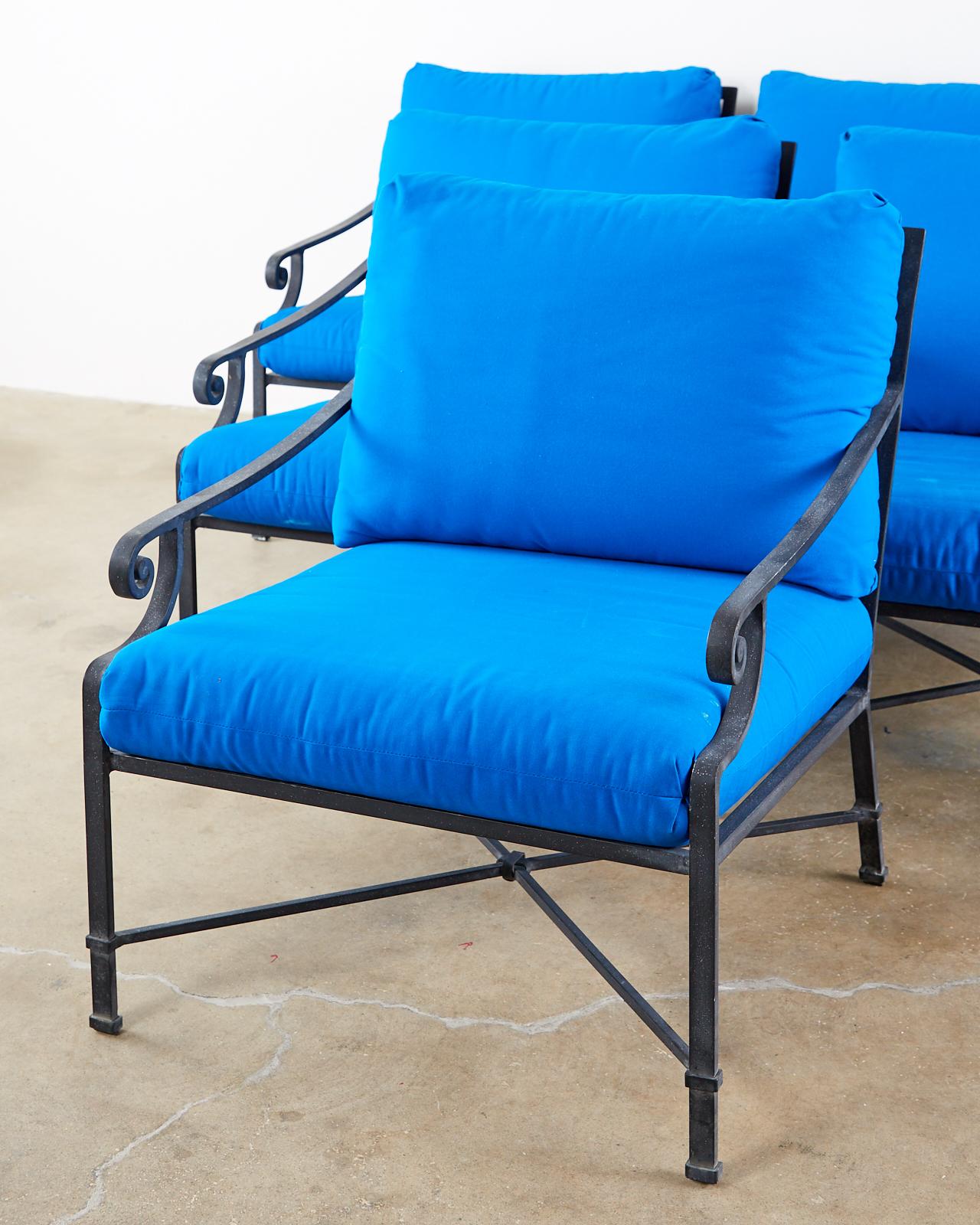 Neoclassical Set of Six Brown Jordan Venetian Patio Lounge Chairs