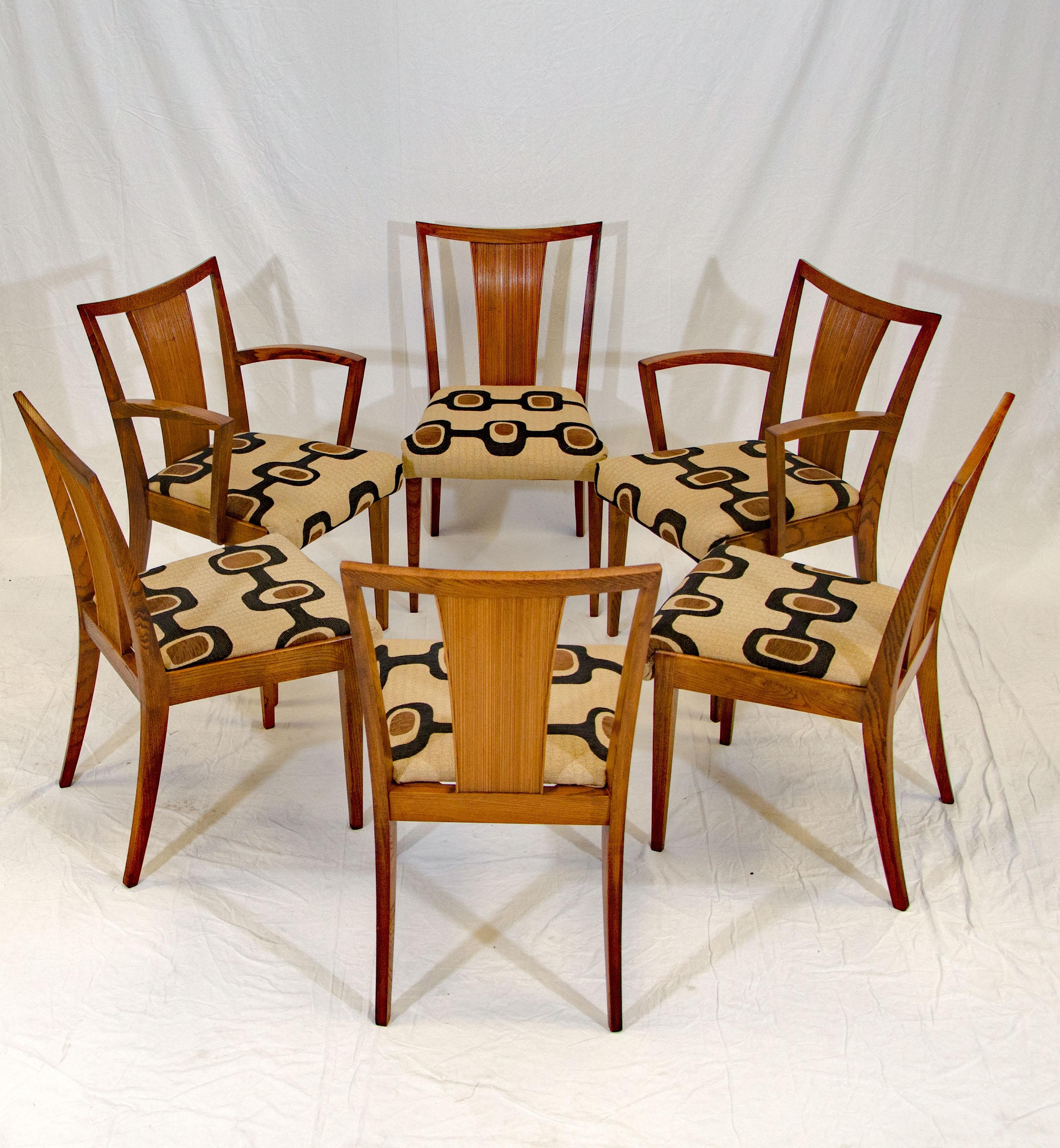 American Set of Six Brown Saltman Dining Chairs Paul Frankl