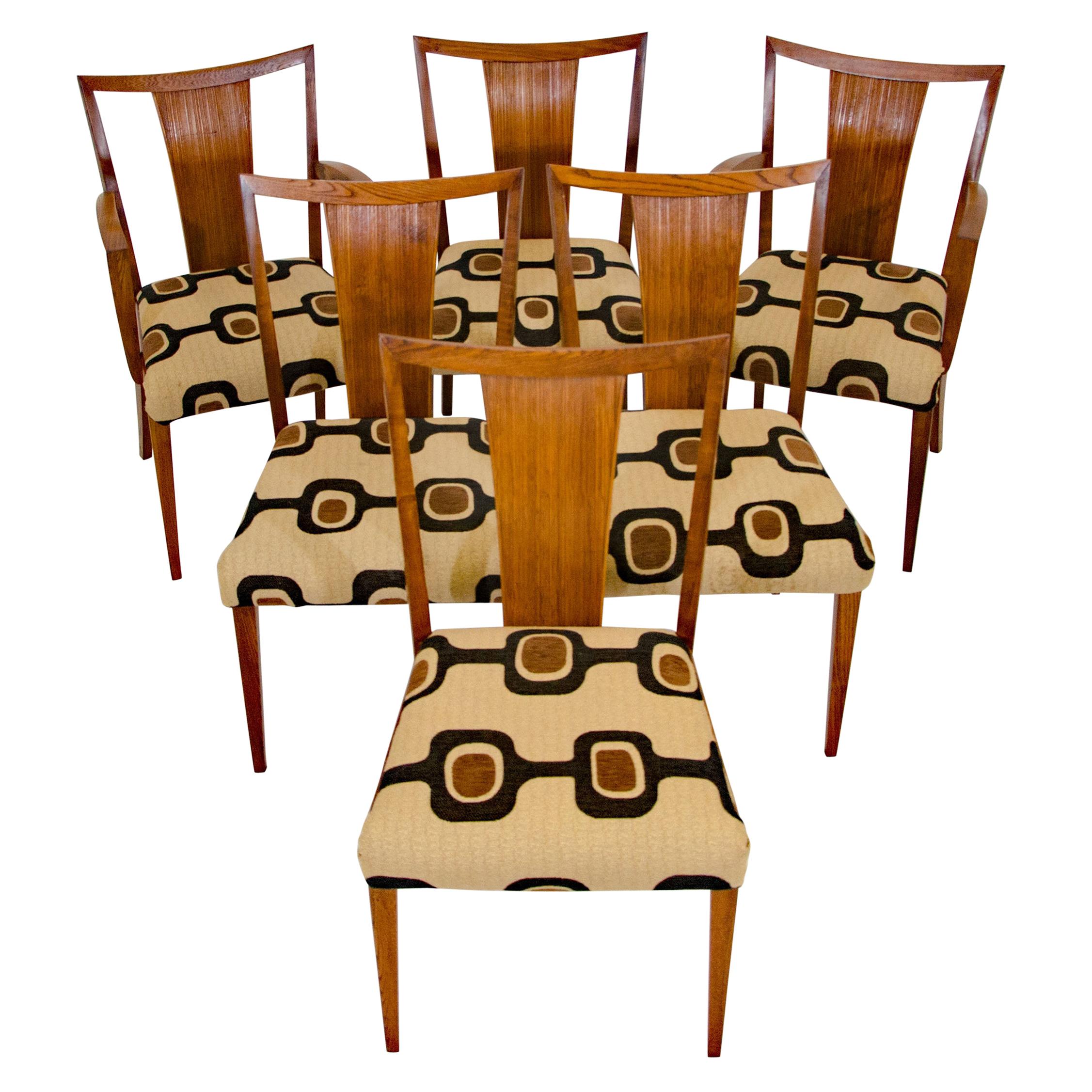Set of Six Brown Saltman Dining Chairs Paul Frankl