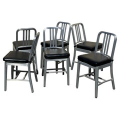 Juego de seis sillas "Navy" de aluminio cepillado nº 111  de Emeco con Cojín