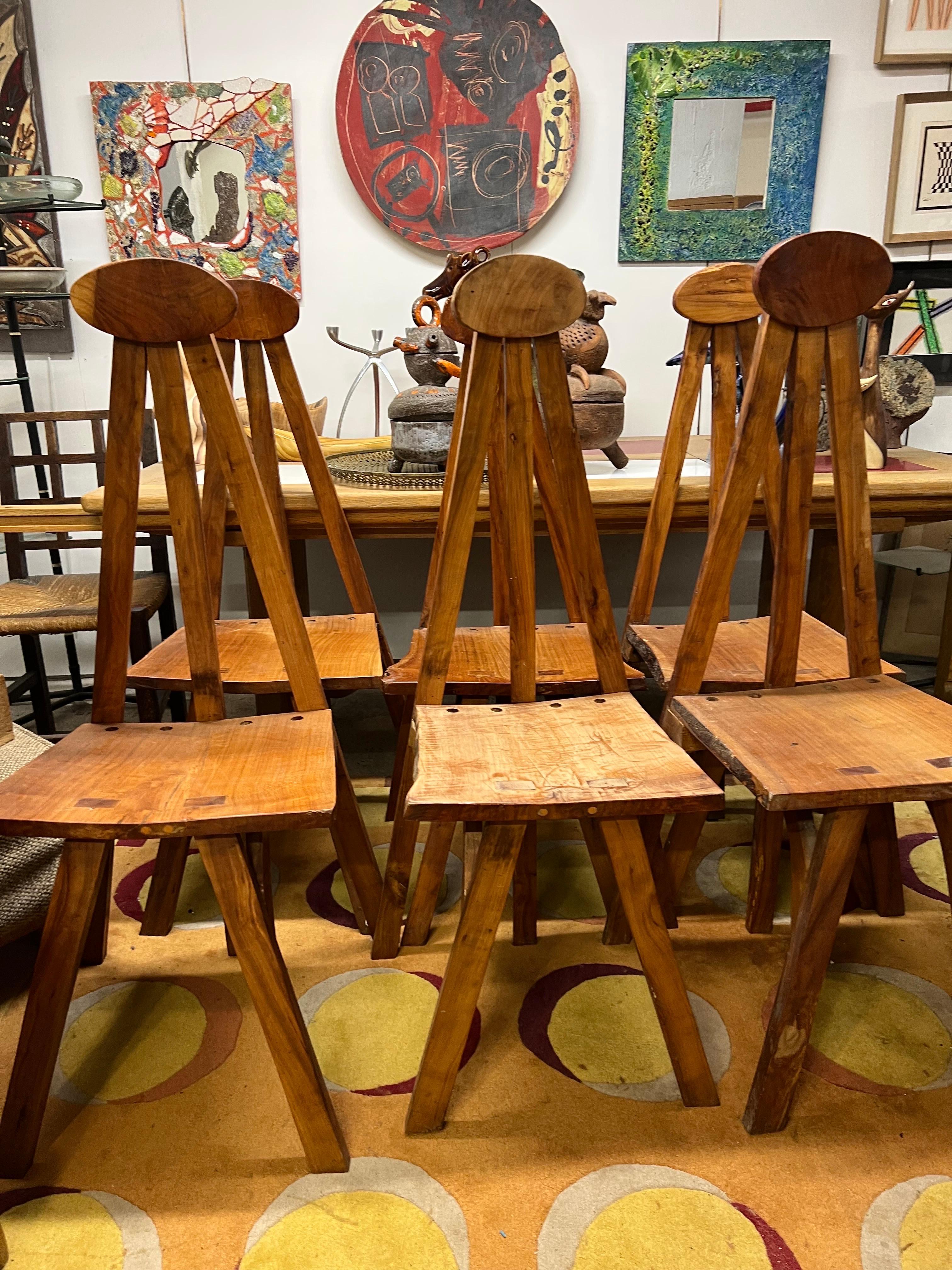 French Set of Six Brutalist Chairs For Sale