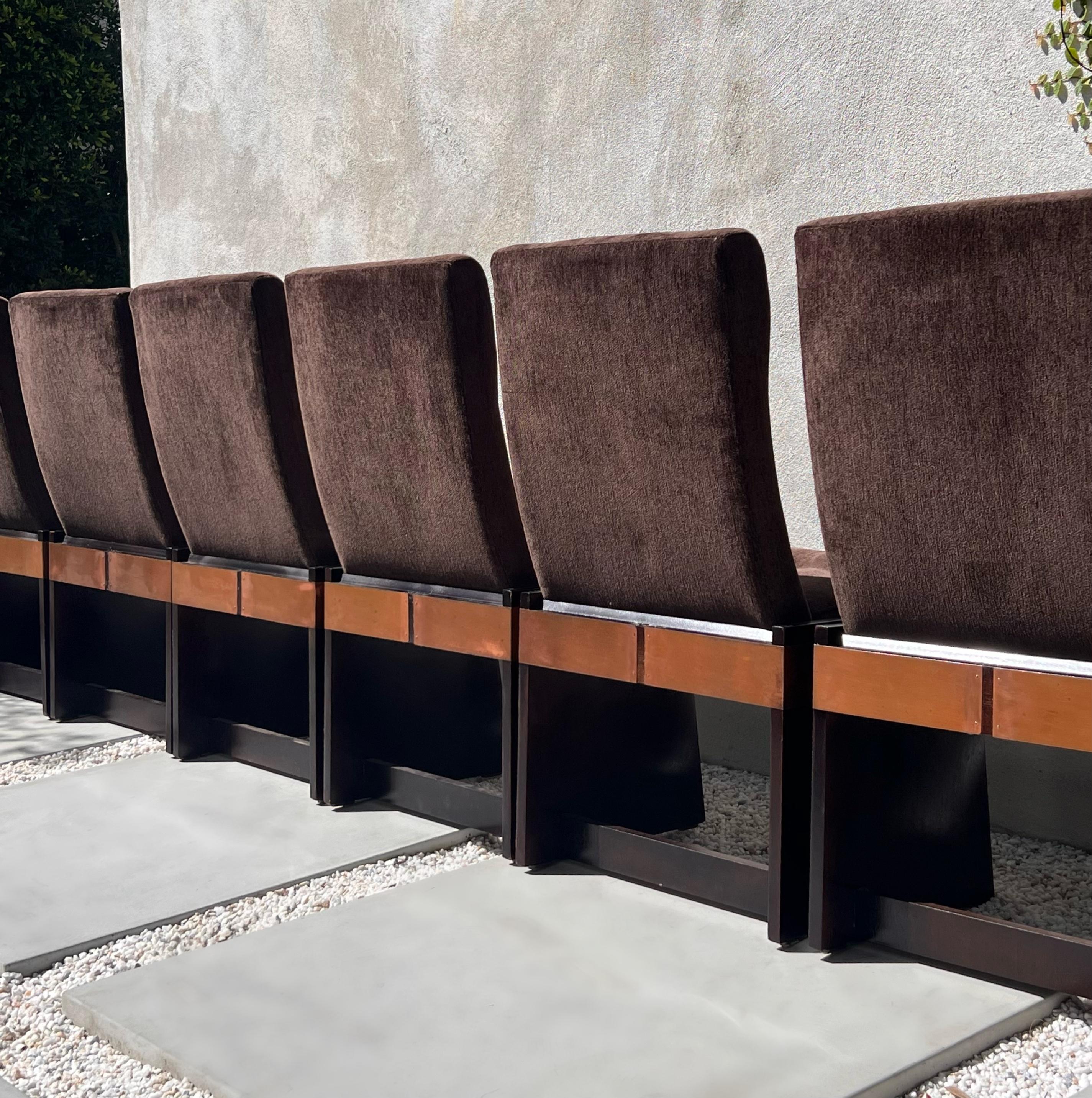 American Set of six brutalist dining chairs by Lane, 1970s