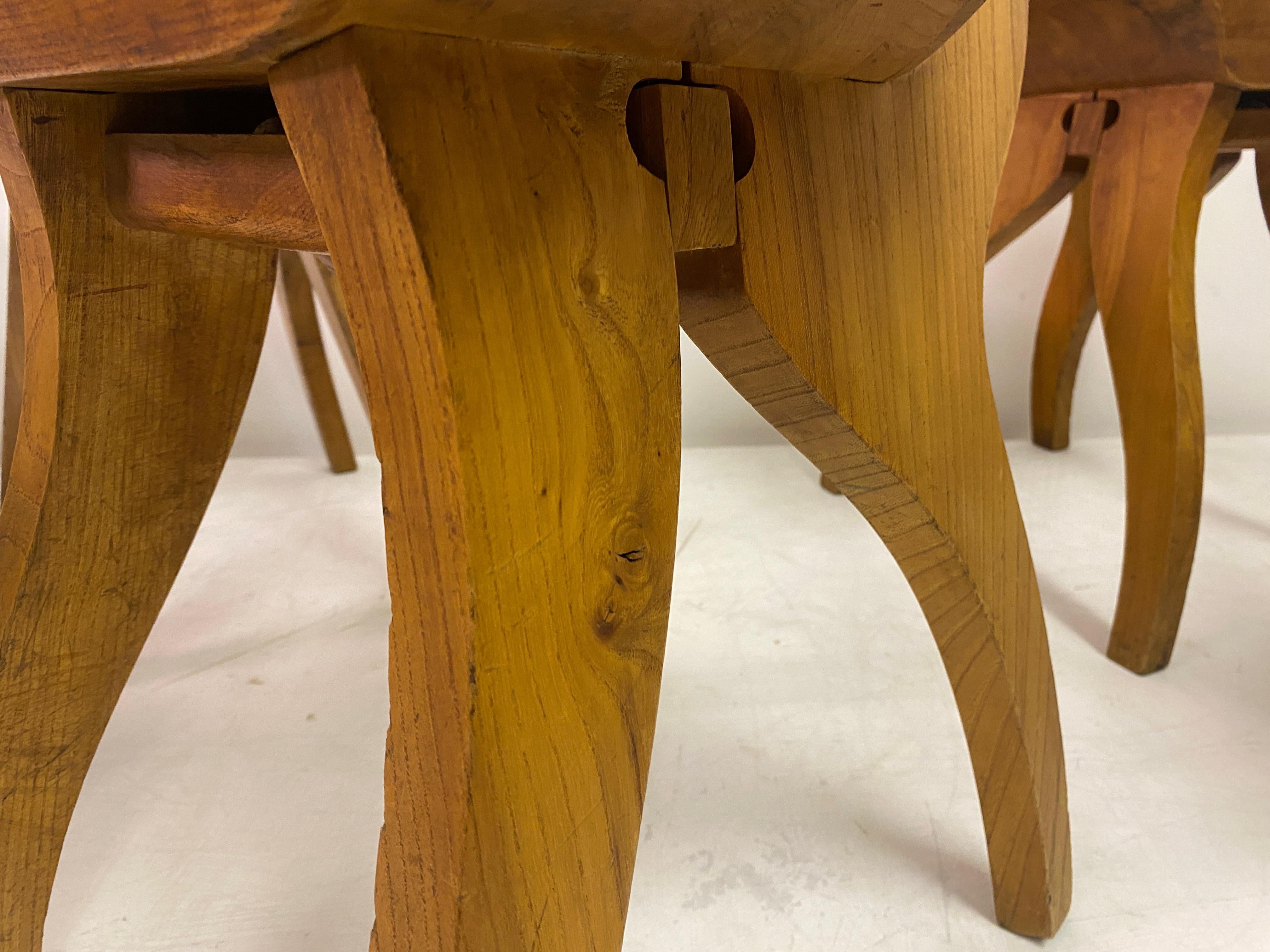 Set of Six Brutalist Dining Chairs in Elm For Sale 3