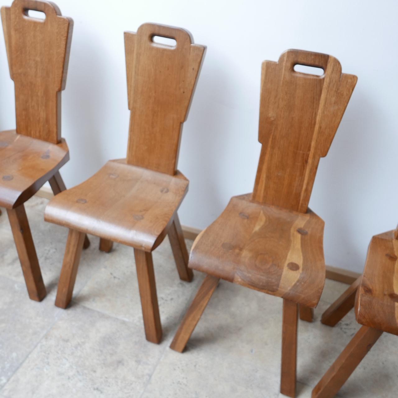 Mid-Century Modern Set of Six Brutalist Midcentury Belgium Dining Chairs