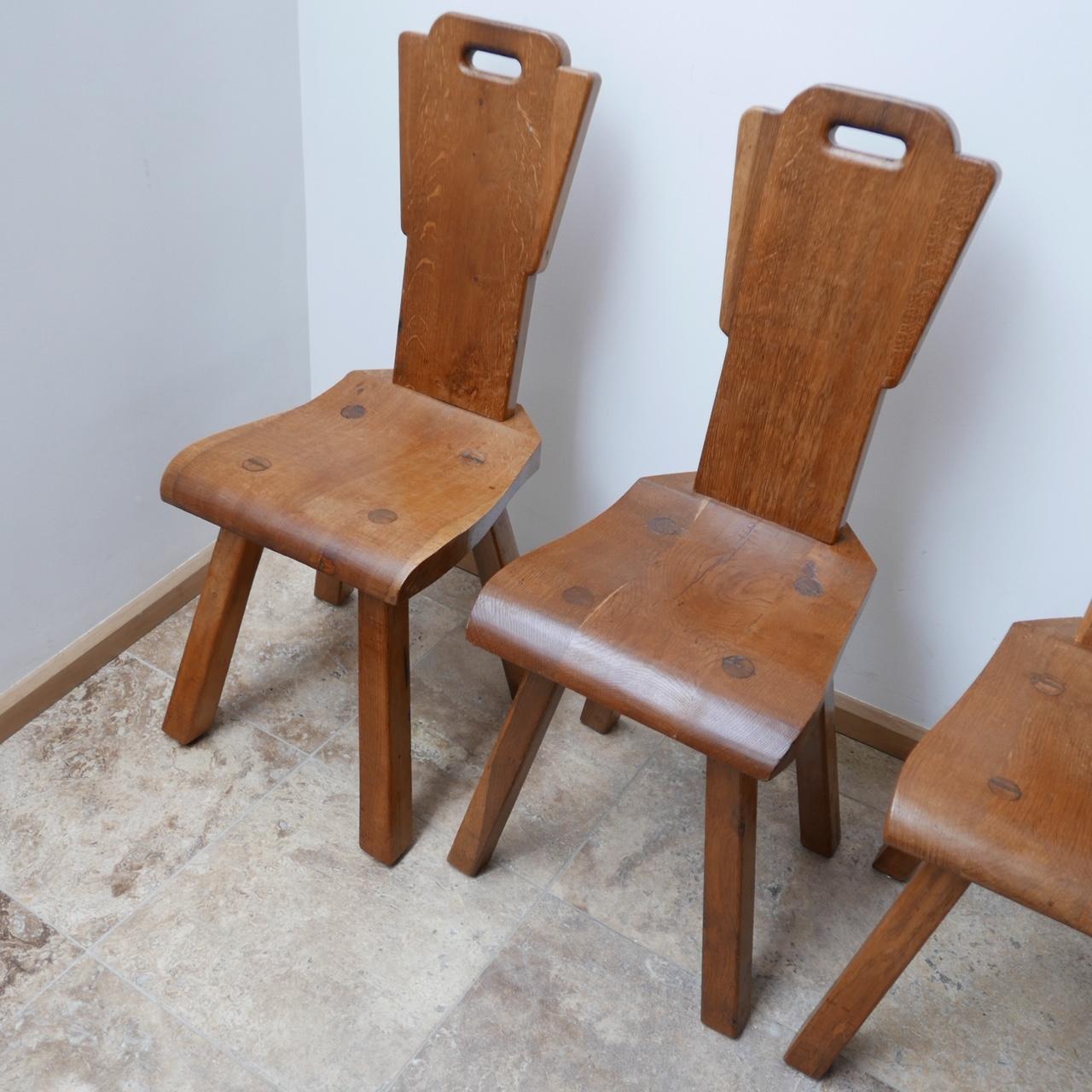 Belgian Set of Six Brutalist Midcentury Belgium Dining Chairs For Sale
