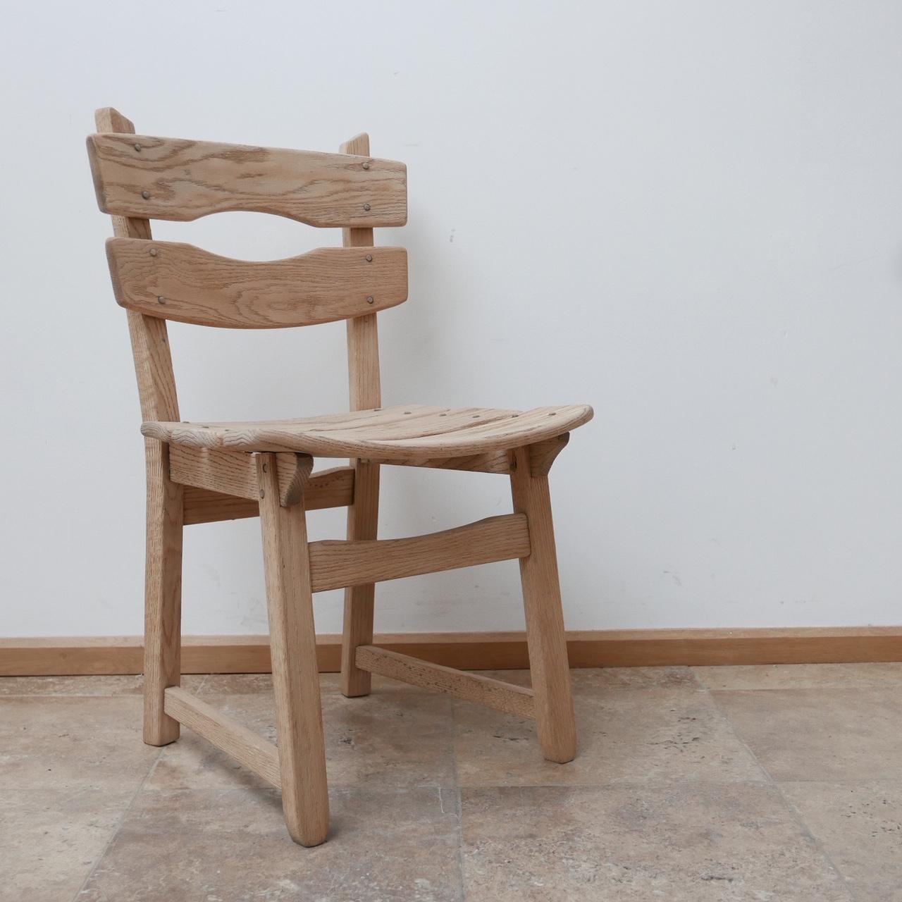 Set of Six Brutalist Mid-Century Oak Dining Chairs '6' 9