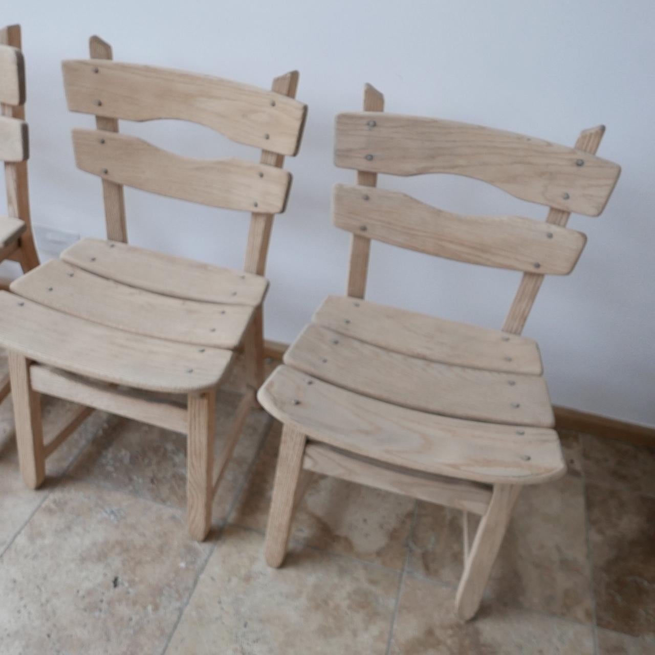 Set of Six Brutalist Mid-Century Oak Dining Chairs '6' In Good Condition In London, GB