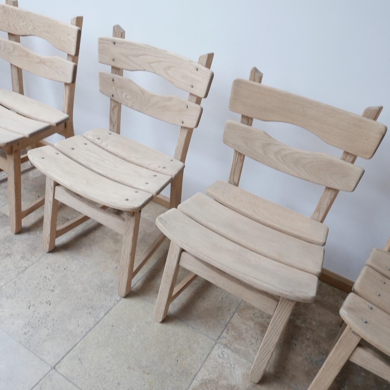 20th Century Set of Six Brutalist Mid-Century Oak Dining Chairs '6'