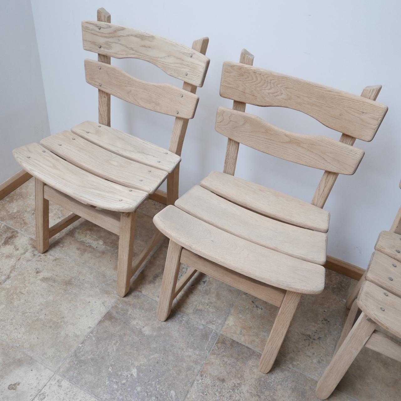 Set of Six Brutalist Mid-Century Oak Dining Chairs '6' 1