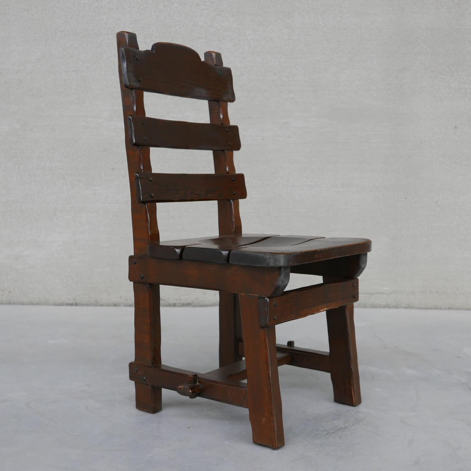 Set of Six Brutalist Oak Dutch Dining Chairs '6' 9