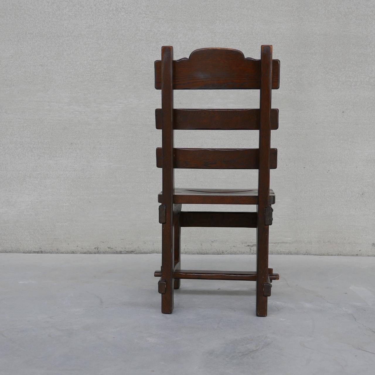 Set of Six Brutalist Oak Dutch Dining Chairs '6' 10