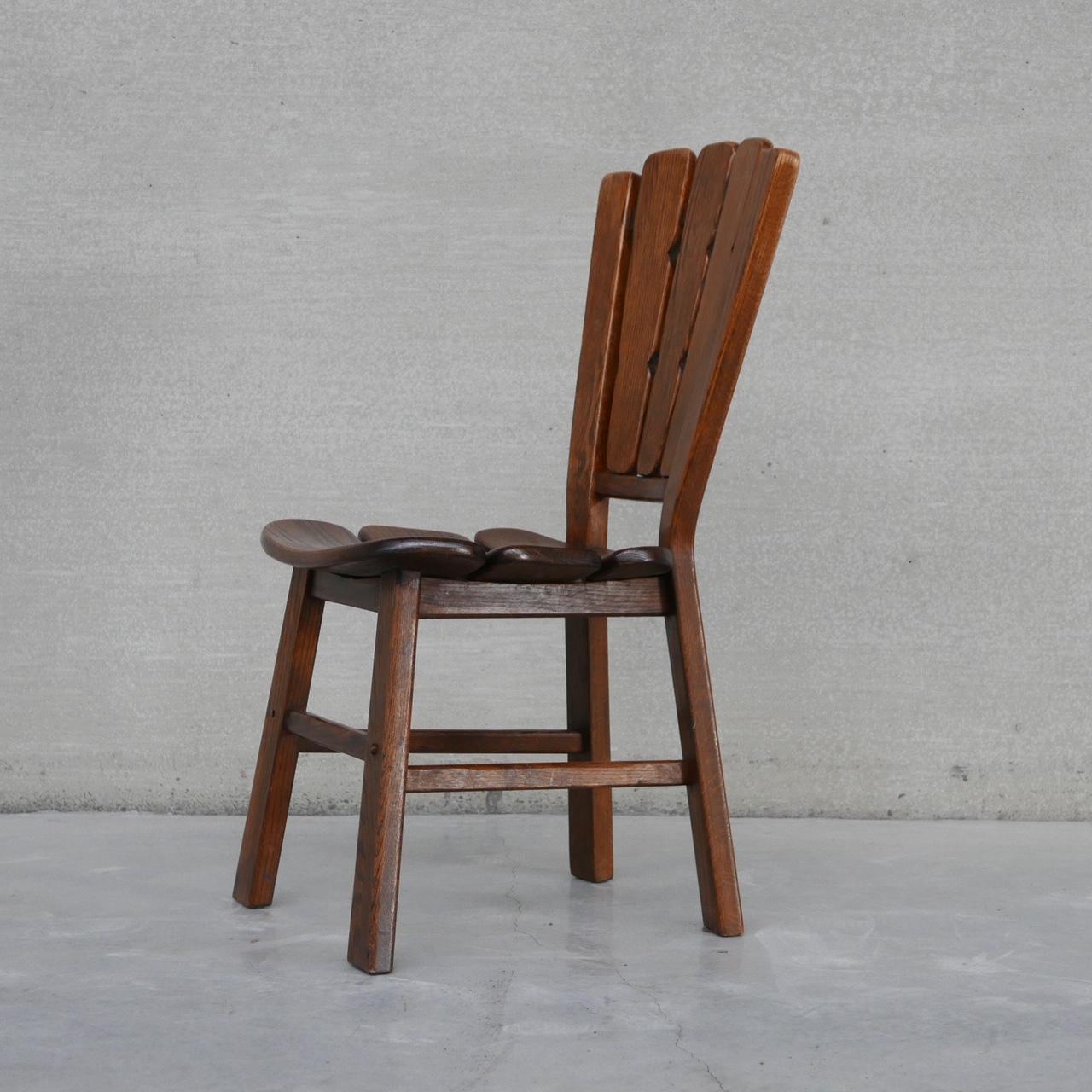 Set of Six Brutalist Oak Dutch Dining Chairs '6' For Sale 9