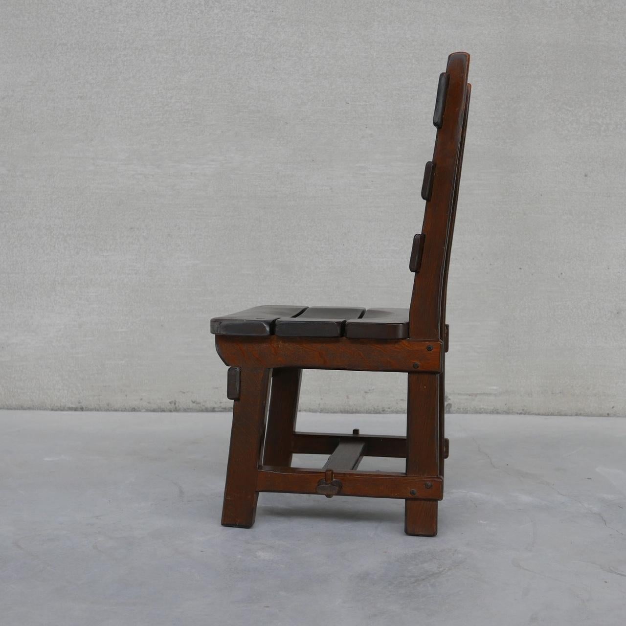 Set of Six Brutalist Oak Dutch Dining Chairs '6' 11