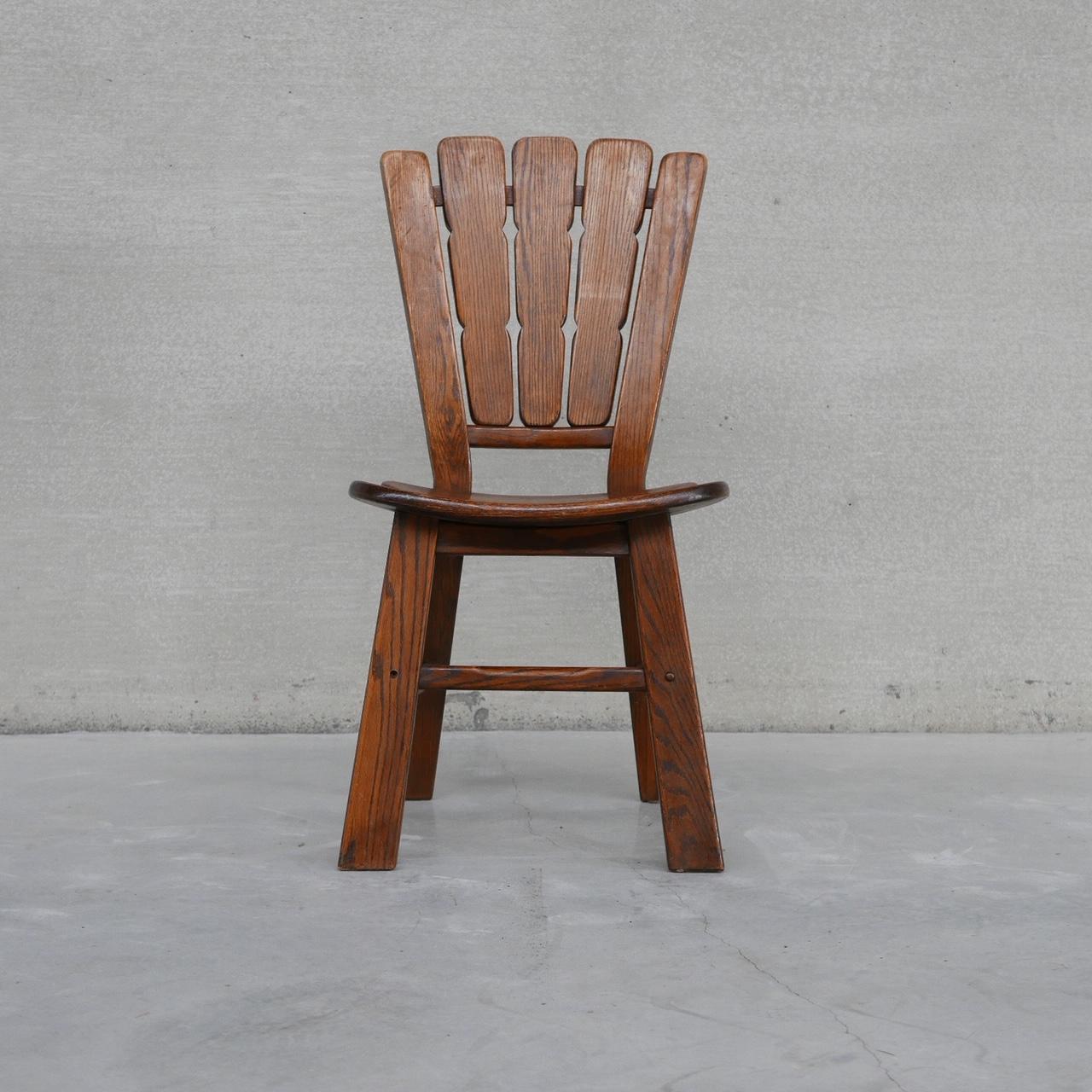 Set of Six Brutalist Oak Dutch Dining Chairs '6' For Sale 10