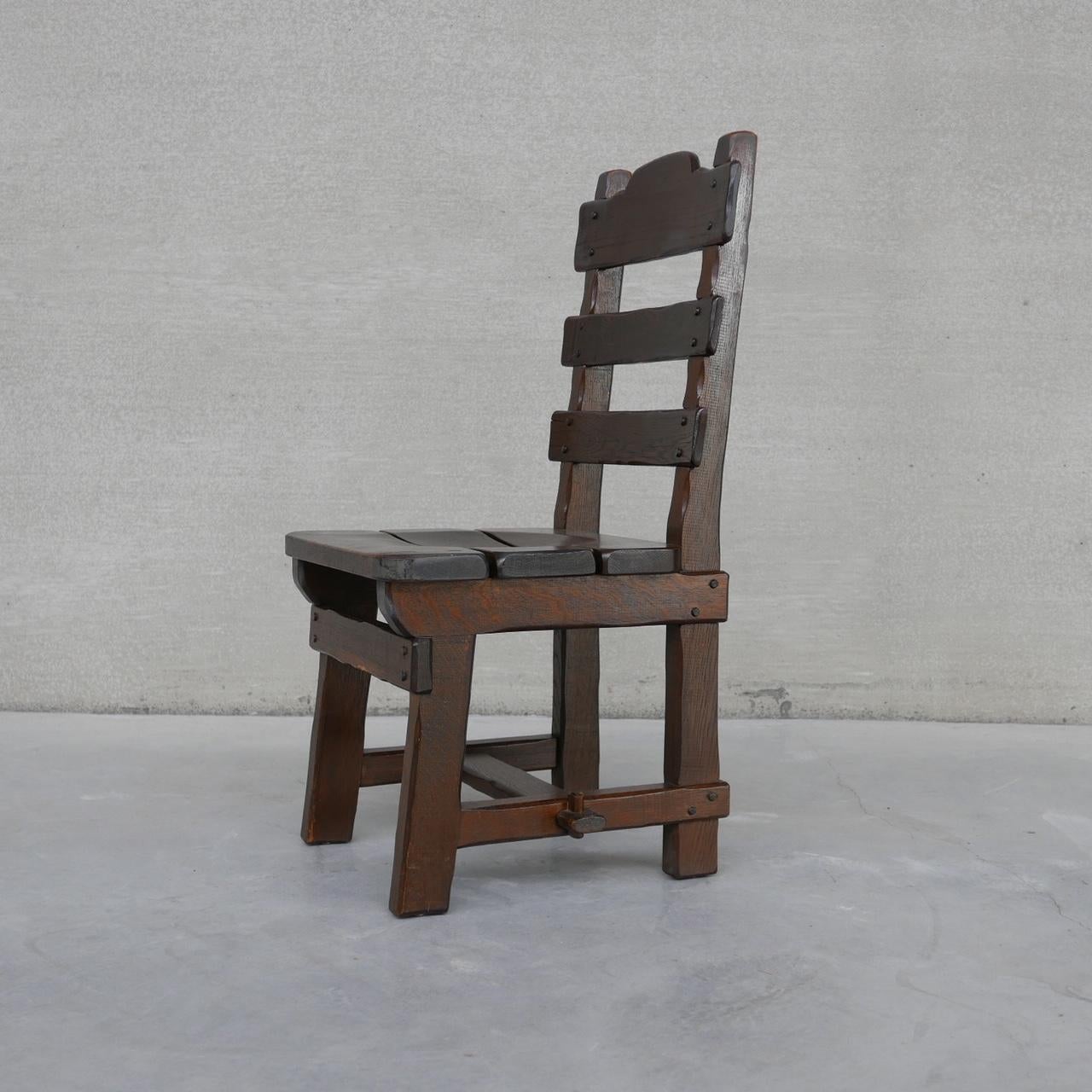 Set of Six Brutalist Oak Dutch Dining Chairs '6' 12